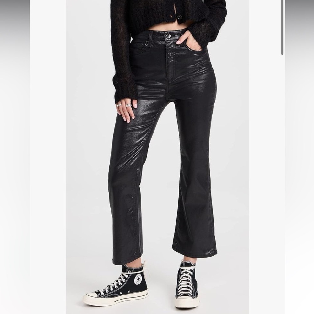 RAG & BONE Casey High-Rise Ankle Flare in Coated Black Size 27